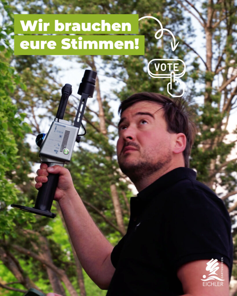 Alexander Eichner mit FJD Scanner im Garten