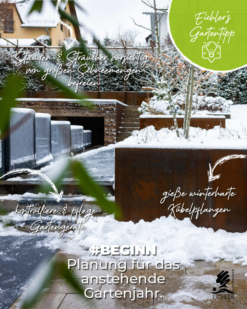 Wenn draußen Schnee liegt, denken die wenigsten an den Garten. Doch auch im Winter sollte dieser nicht vernachlässigt werden. Was kannst du also in den kalten Monaten für deinen Garten tun?